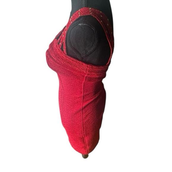 Vintage Tadashi Shoji Red Bandage Bodycon Cocktail Dress - Picture 3 of 7